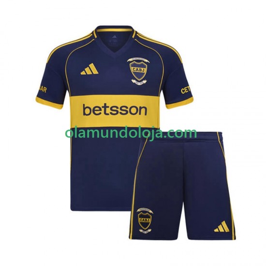 Camisola CA Boca Juniors Criança Equipamento Primeiro 2025-2026 Manga Curta